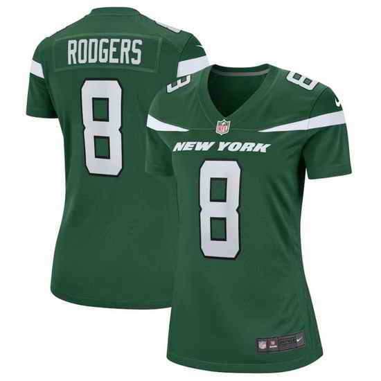 Women New York Jets 8 Aaron Rodgers Green Stitched Game Football Jersey